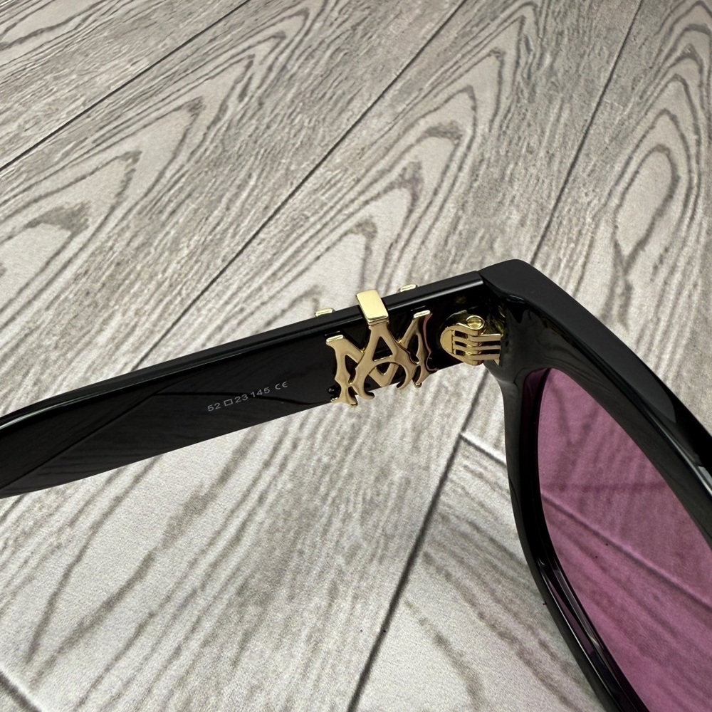 AMIRI Black Sunglasses with Blue Lenses and Gold Temple Accents - Picture 7 of 7